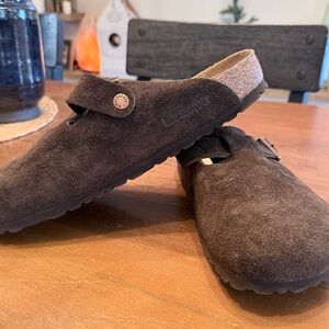 Birkenstock Brown Suede Clogs